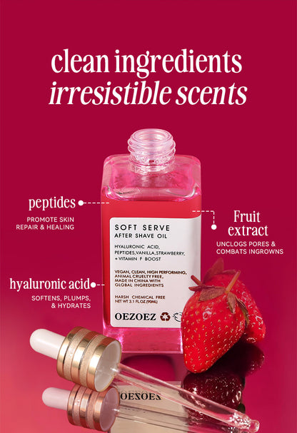 Soft Serve After Shave Oil -Strawberry &Vanilla Scent Repairing Oil After Shaving For Men And Women